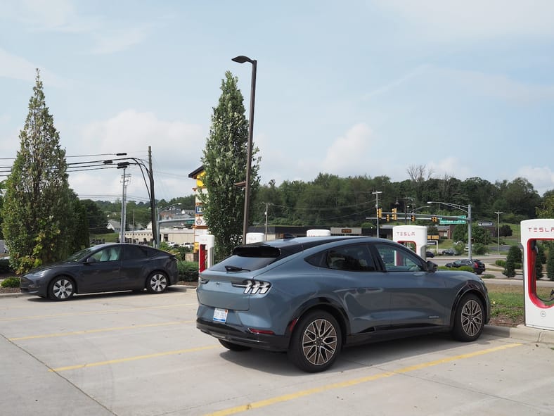 Charging The 2024 Ford Mustang Mach-E Premium At A Tesla Station