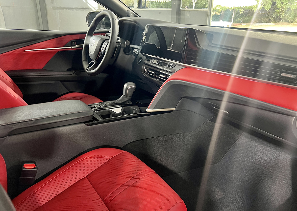 Loving The Cockpit Red Interior In The 2025 Toyota Camry. Photo Connie Peters