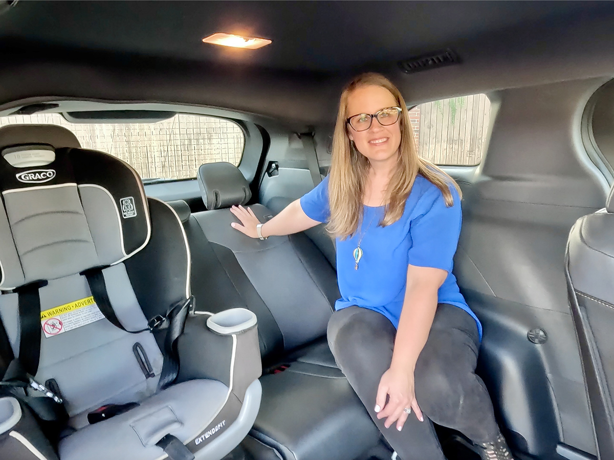 A Girls Guide To Cars | A Mom'S Take On Why The Toyota Sienna Minivan Is So Popular - Sitting In 3Rd Row W Child Seat Toyota Sienna Woodland Edition Holli Fourniquet