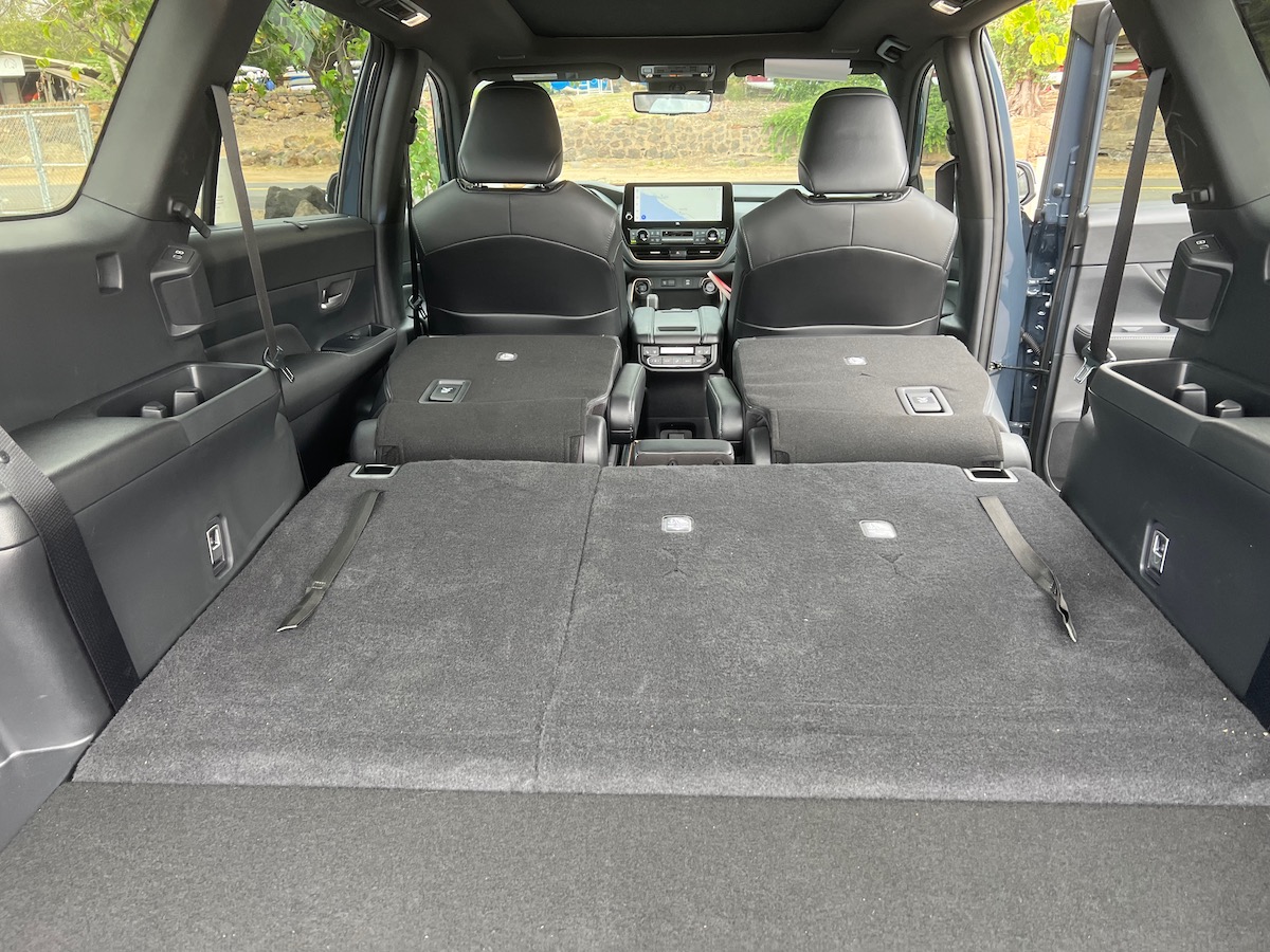 The 2024 Toyota Grand Highlander Interior With All The Seats Folded Flat Has 96 Cubic Feet Of Space