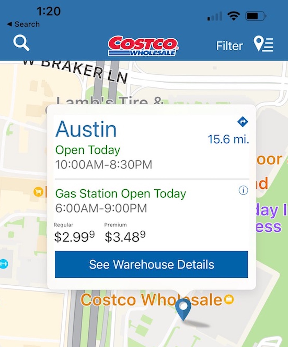 The Costco App Shows Gas Its Station Locations And Prices; This Is A Great Place To Get Cheap Gas. Photo: Scotty Reiss